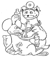 A coloring page of sesame street
